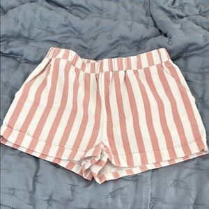 Forever 21 High Waist Pink and White Striped Shorts